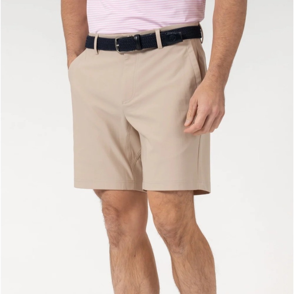 Rhoback Looper Delta Performance Golf Shorts 8" Inseam Latte Khaki Tan Size 38